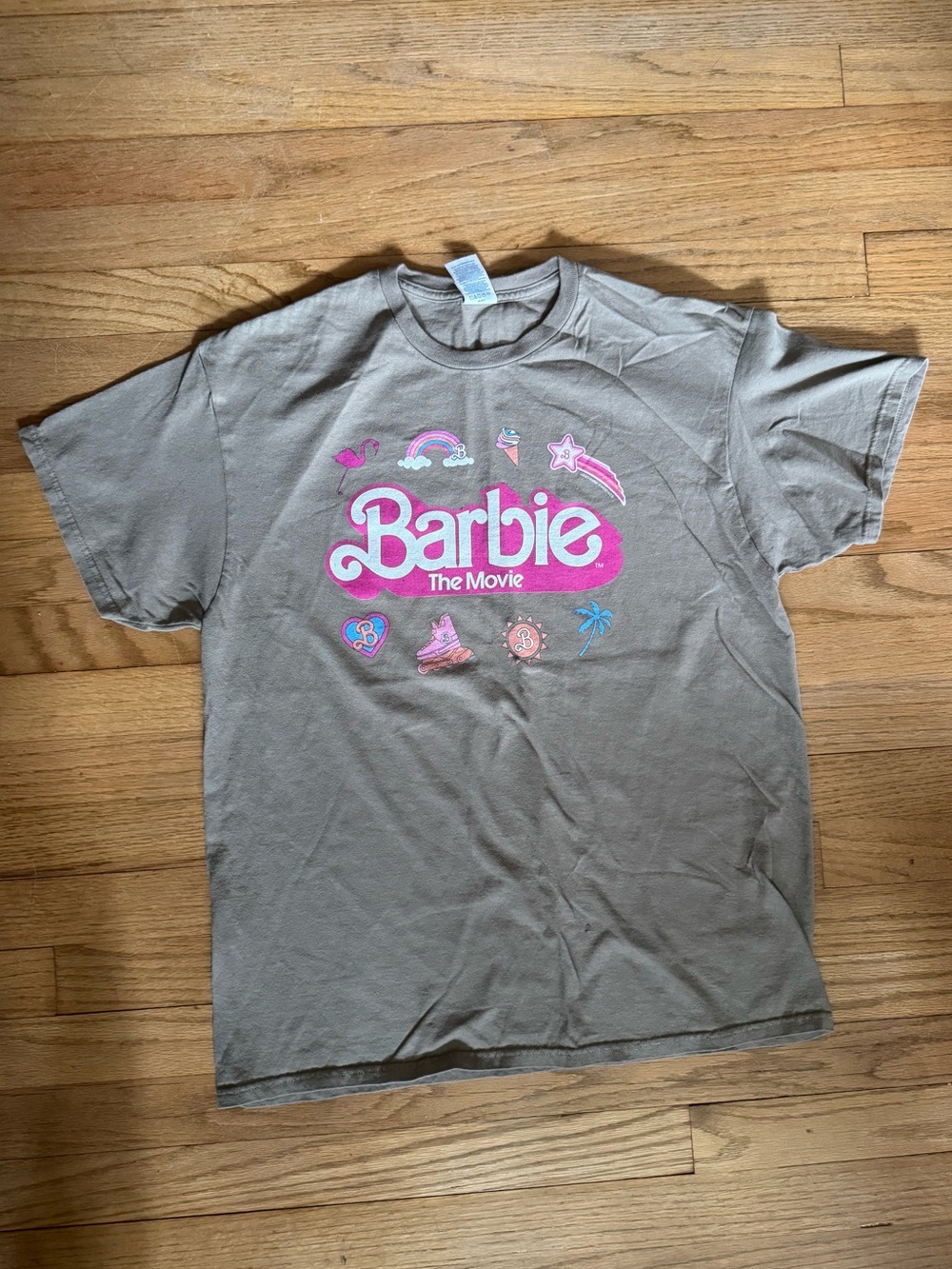 Barbie The Movie Graphic Tee - Pink Logo on Gray